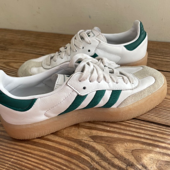 Adidas | Sambae Cloud White & Green Platform Sneaker Shoes 6.5 / 7 - Picture 12 of 14